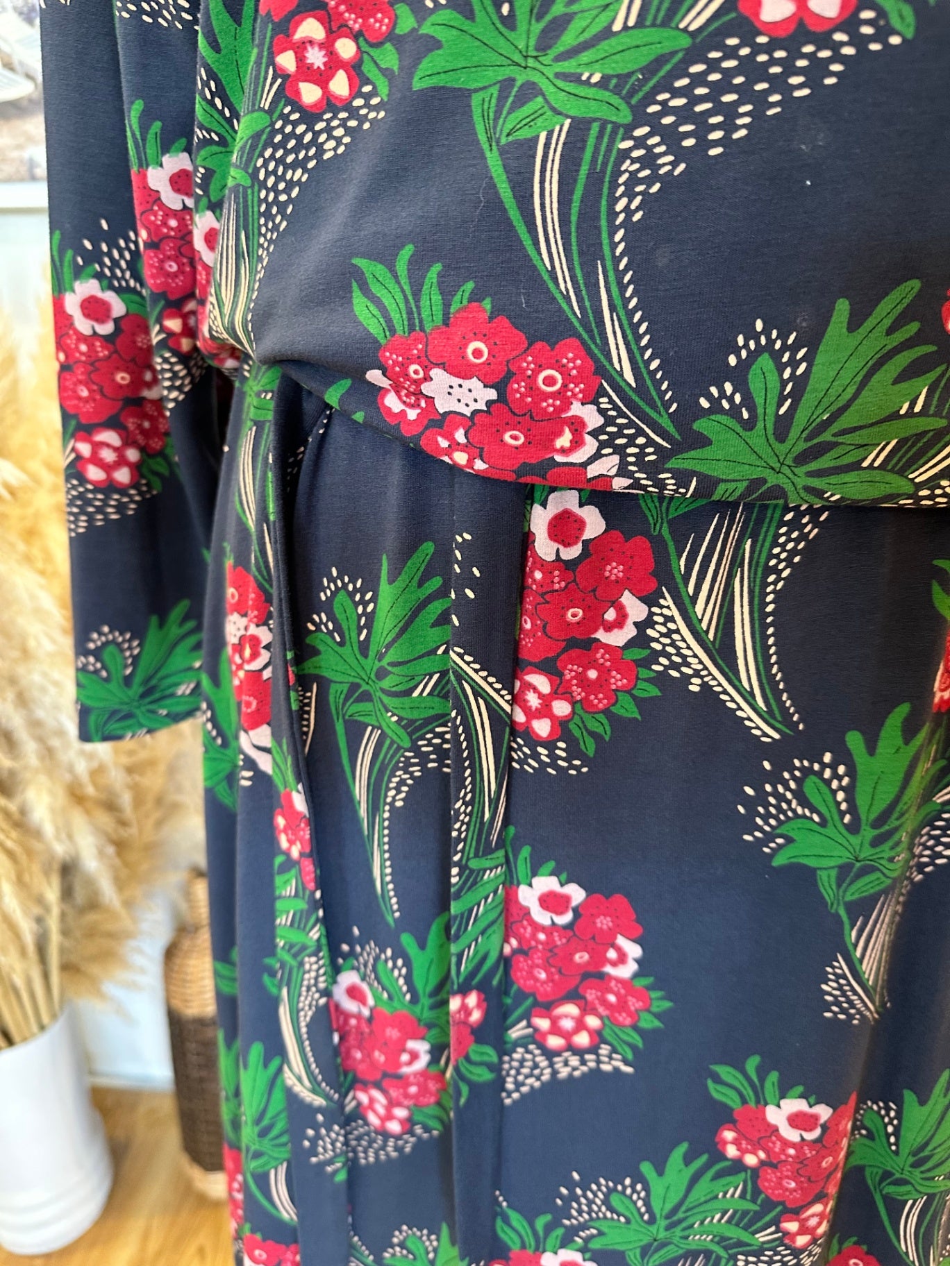 King Louie - Dress - Small - Blue with red, green, and white floral print