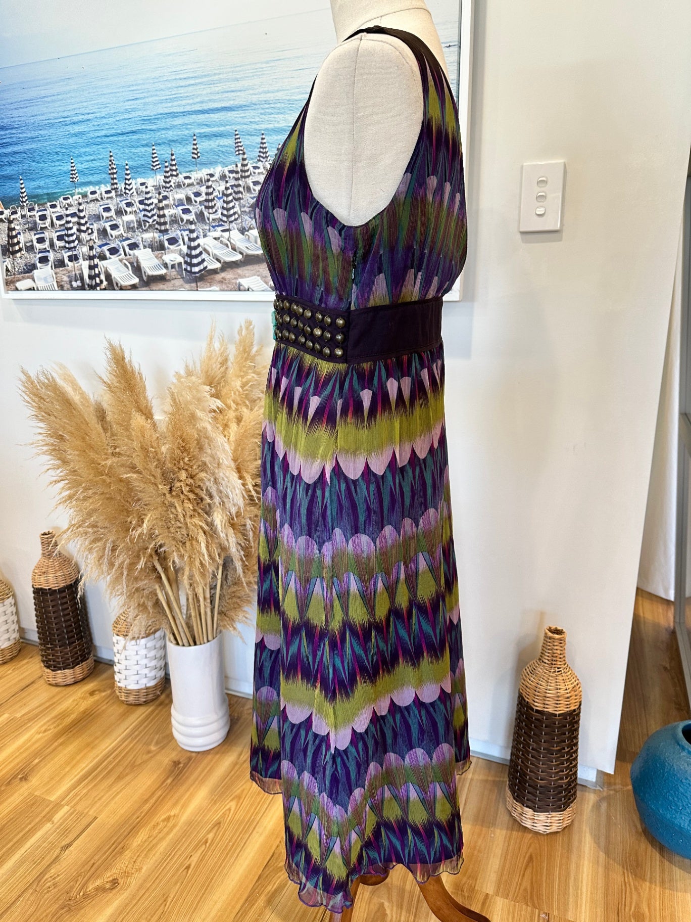 Max - Dress - Size 10 - Purple + Olive tones