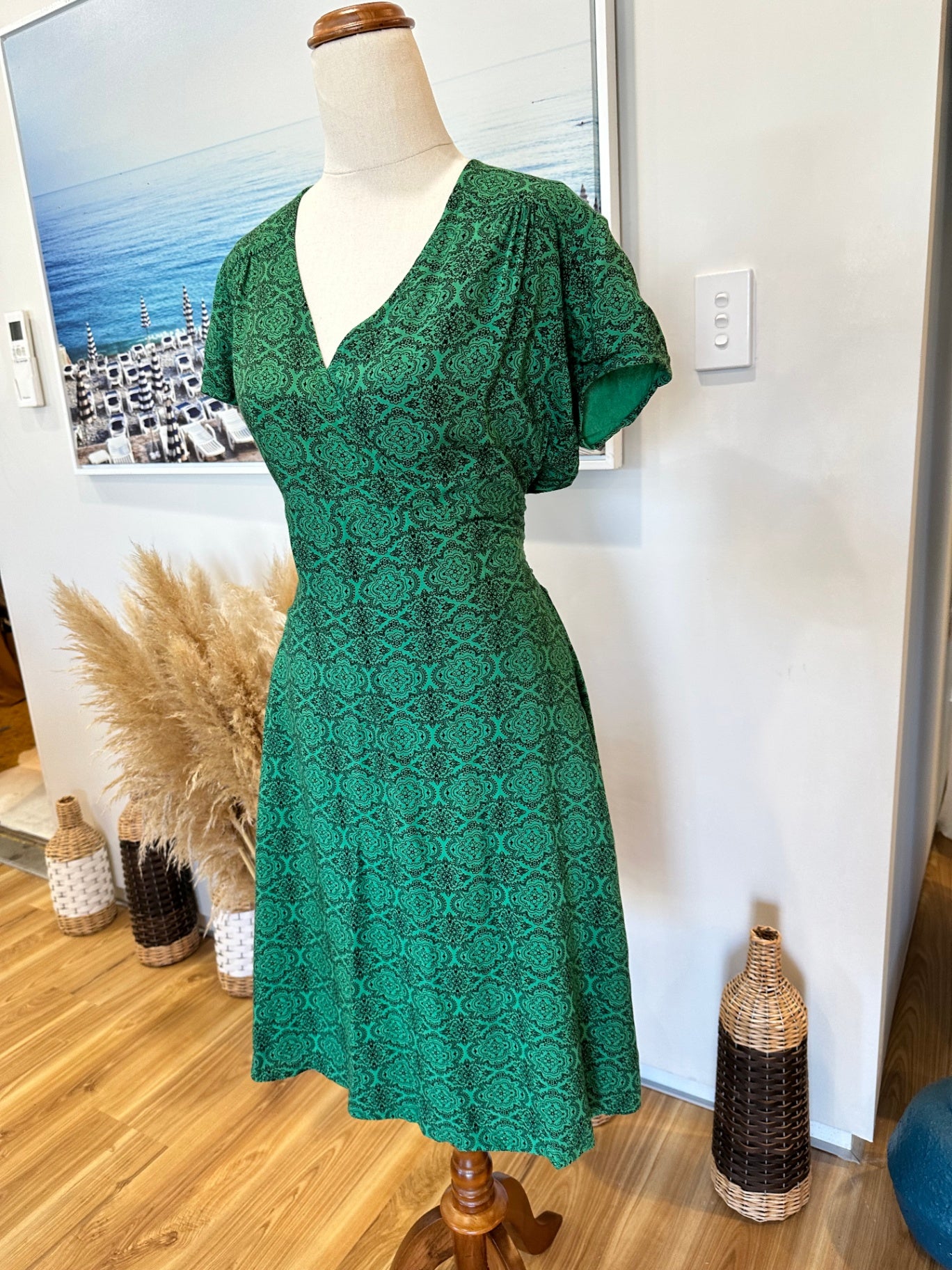The Industree - Bohemian Dress - Small - Green