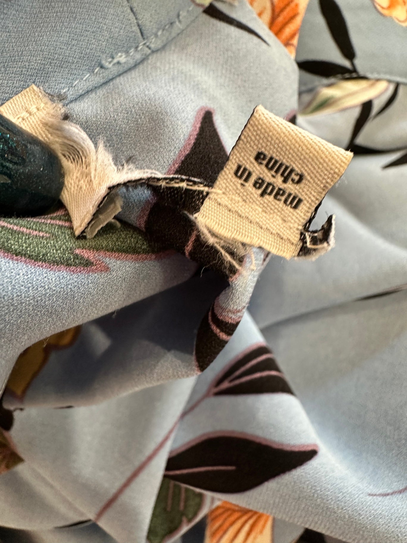 Kimono - One Size - Blue with multicolored floral pattern