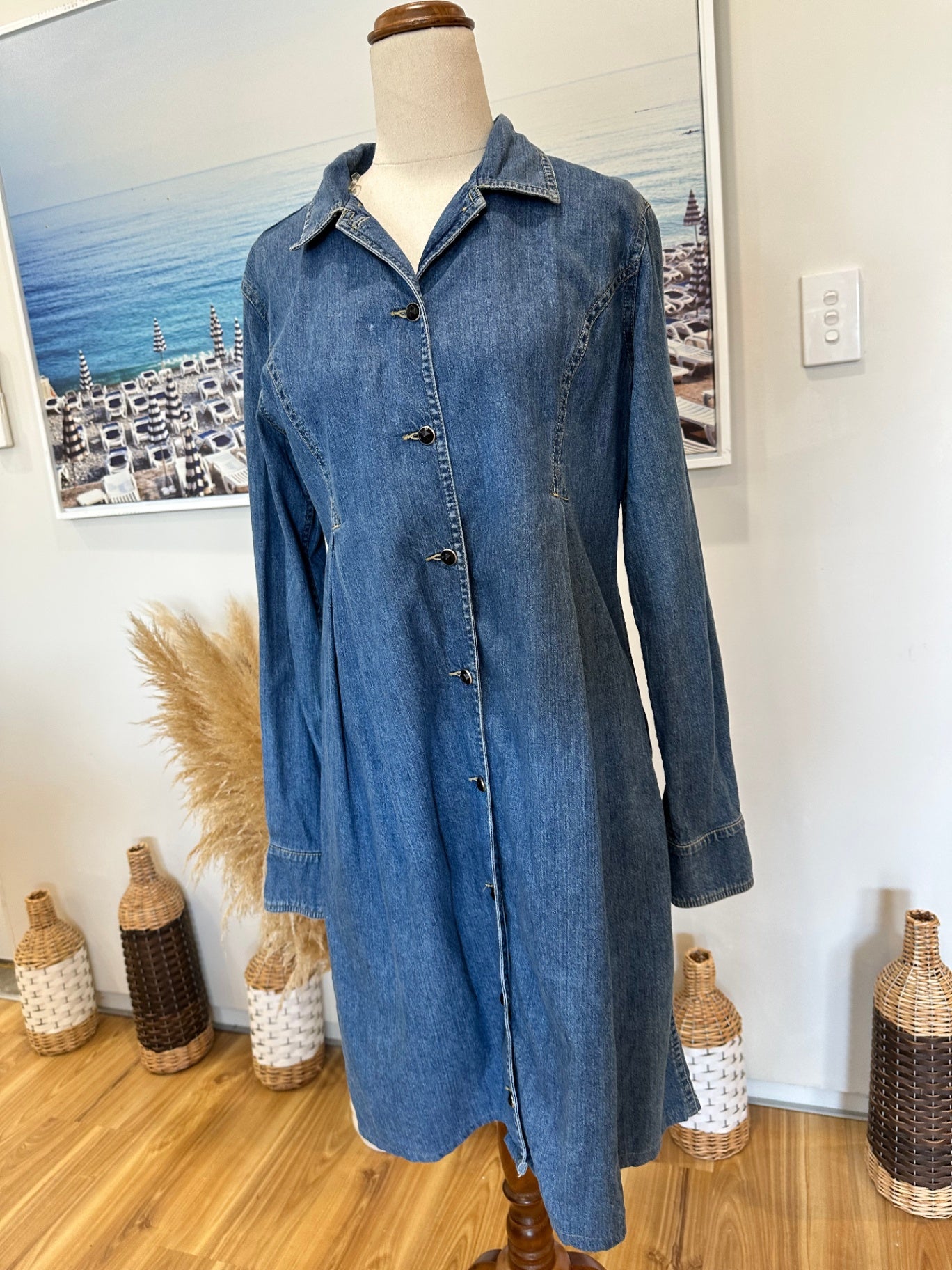 Vintage 90's - Denim Dress - Medium - 100% Cotton
