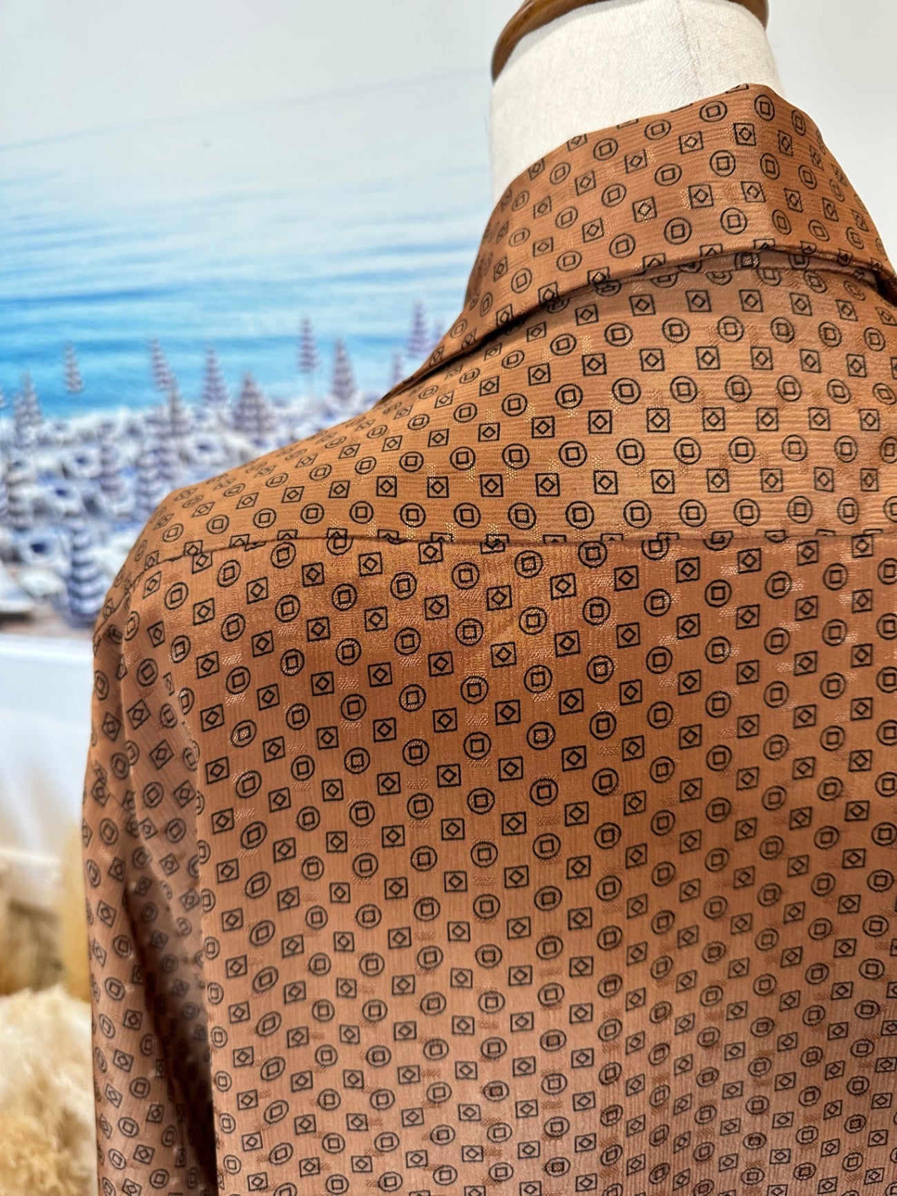 Vintage Shirt - Small - Brown with black pattern