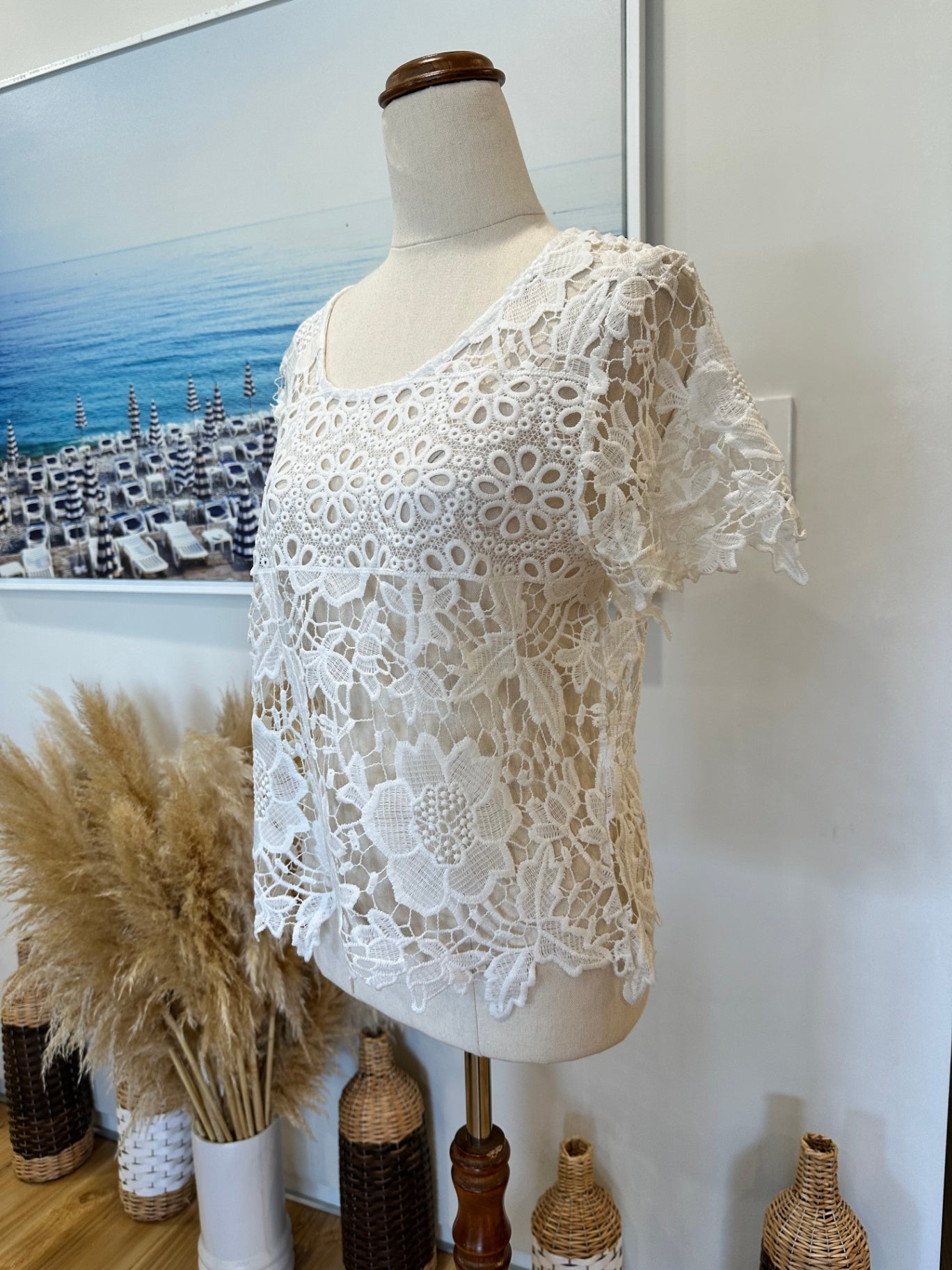 Lace Blouse - Size Small - White