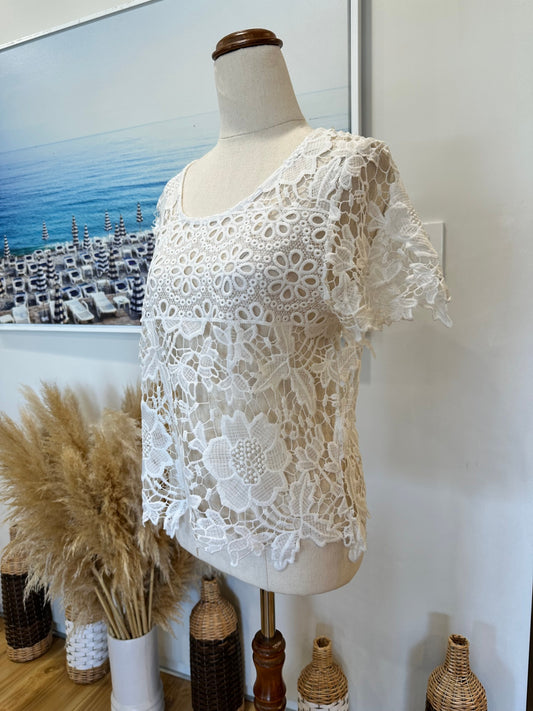 Lace Blouse - Size Small - White