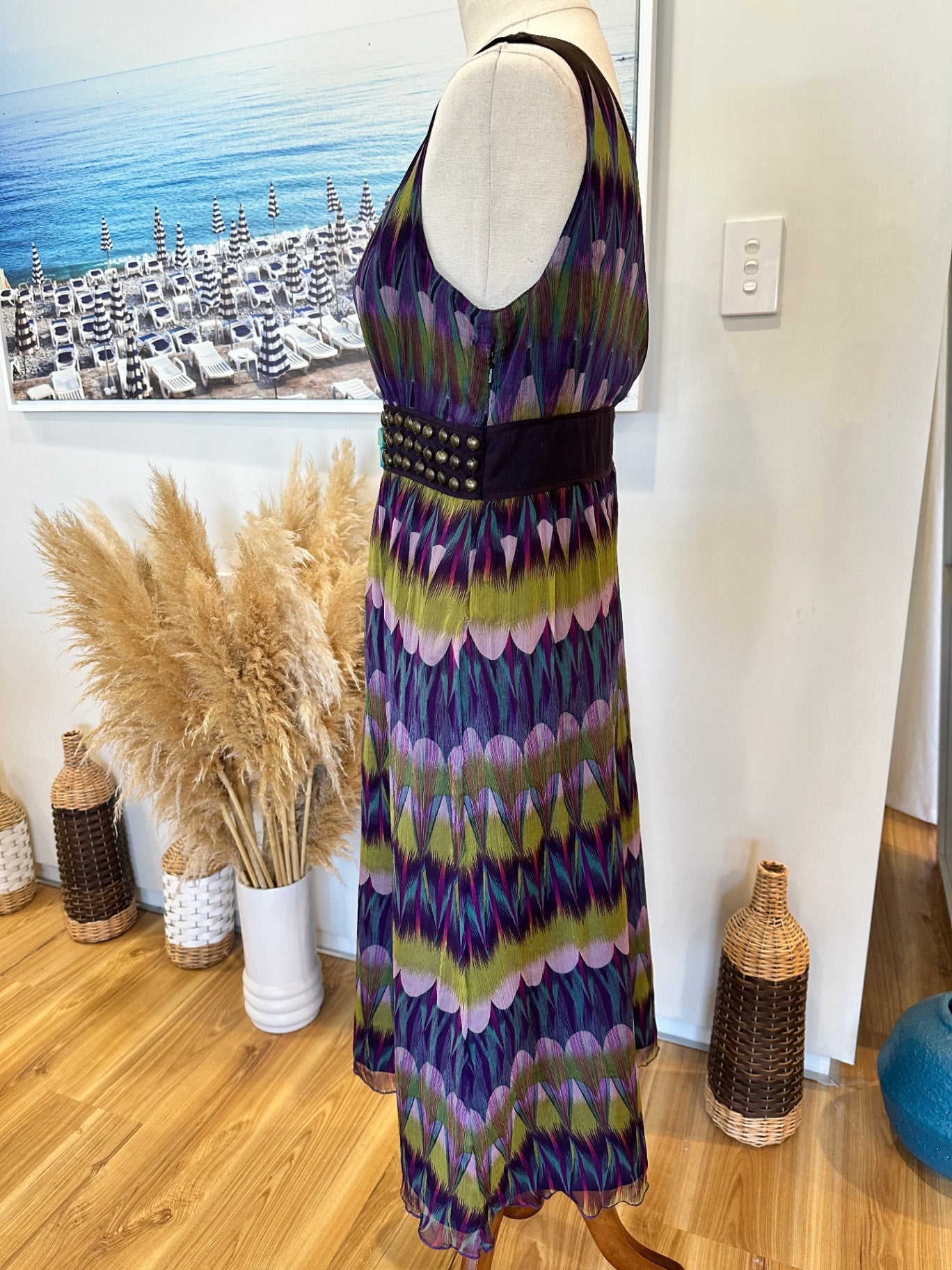 Max - Dress - Size 10 - Purple + Olive tones