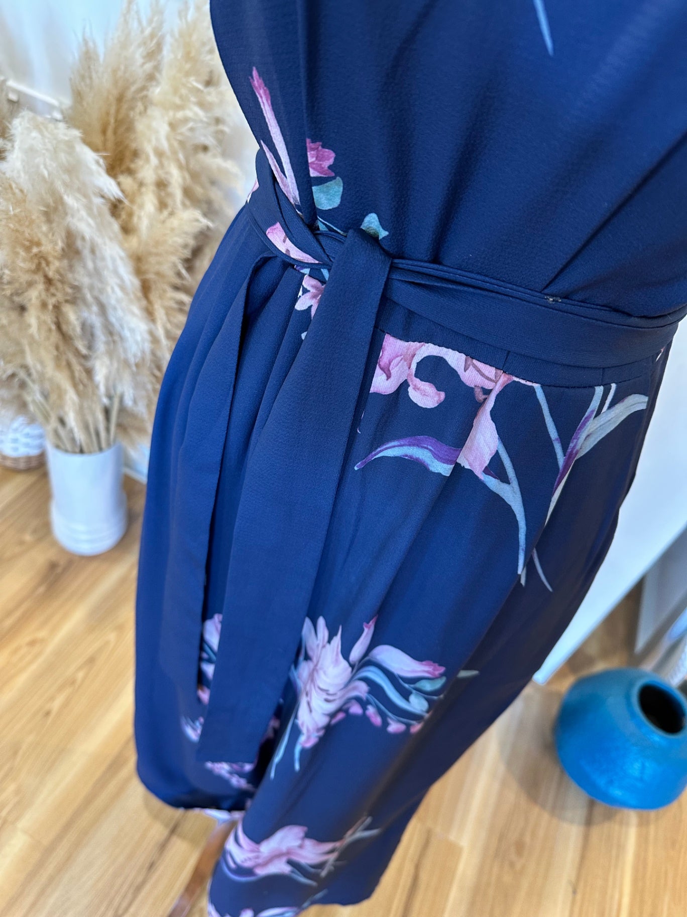 Style State - Jumpsuit - Size 8 - Navy blue with pink floral pattern