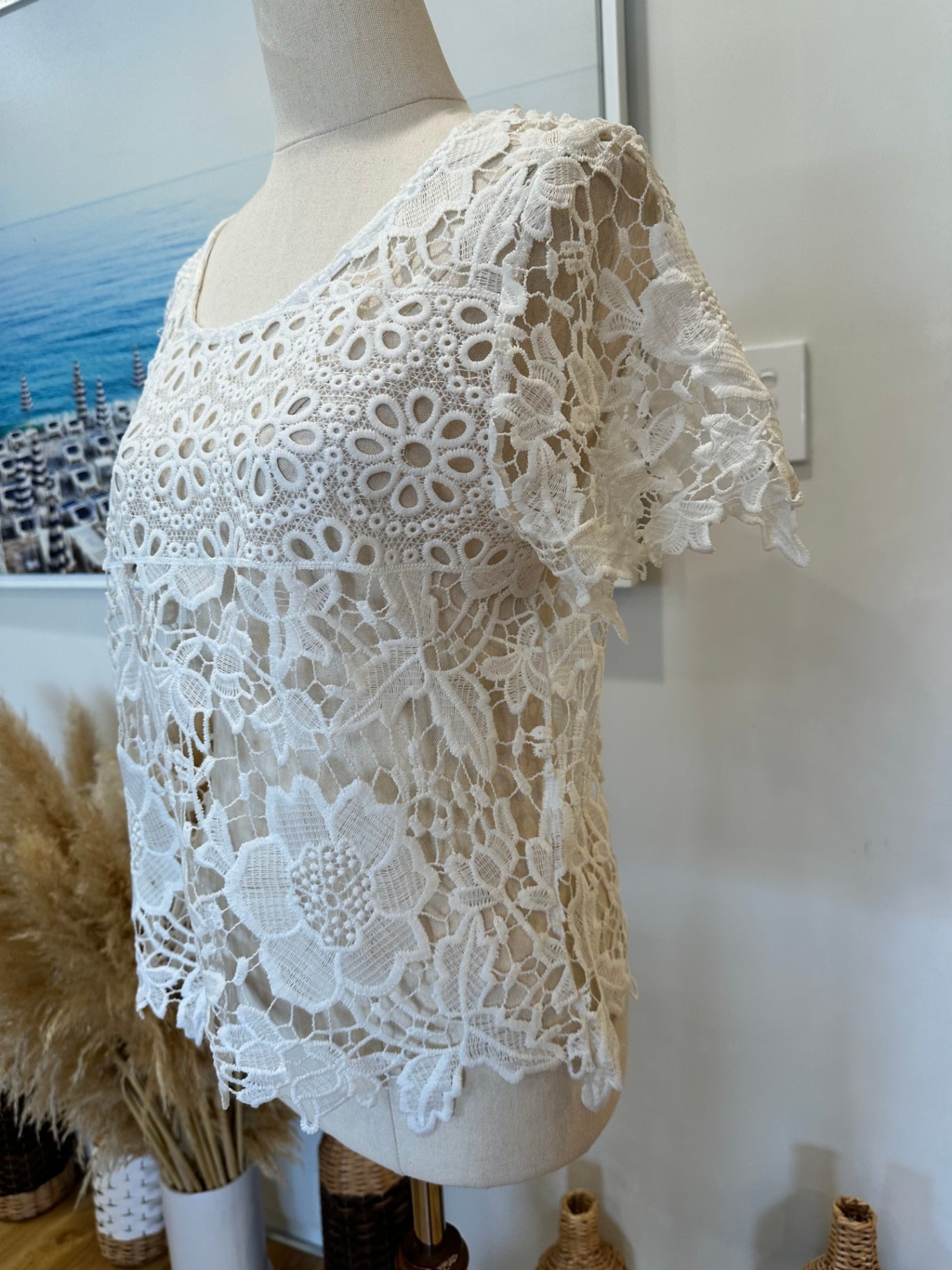 Lace Blouse - Size Small - White