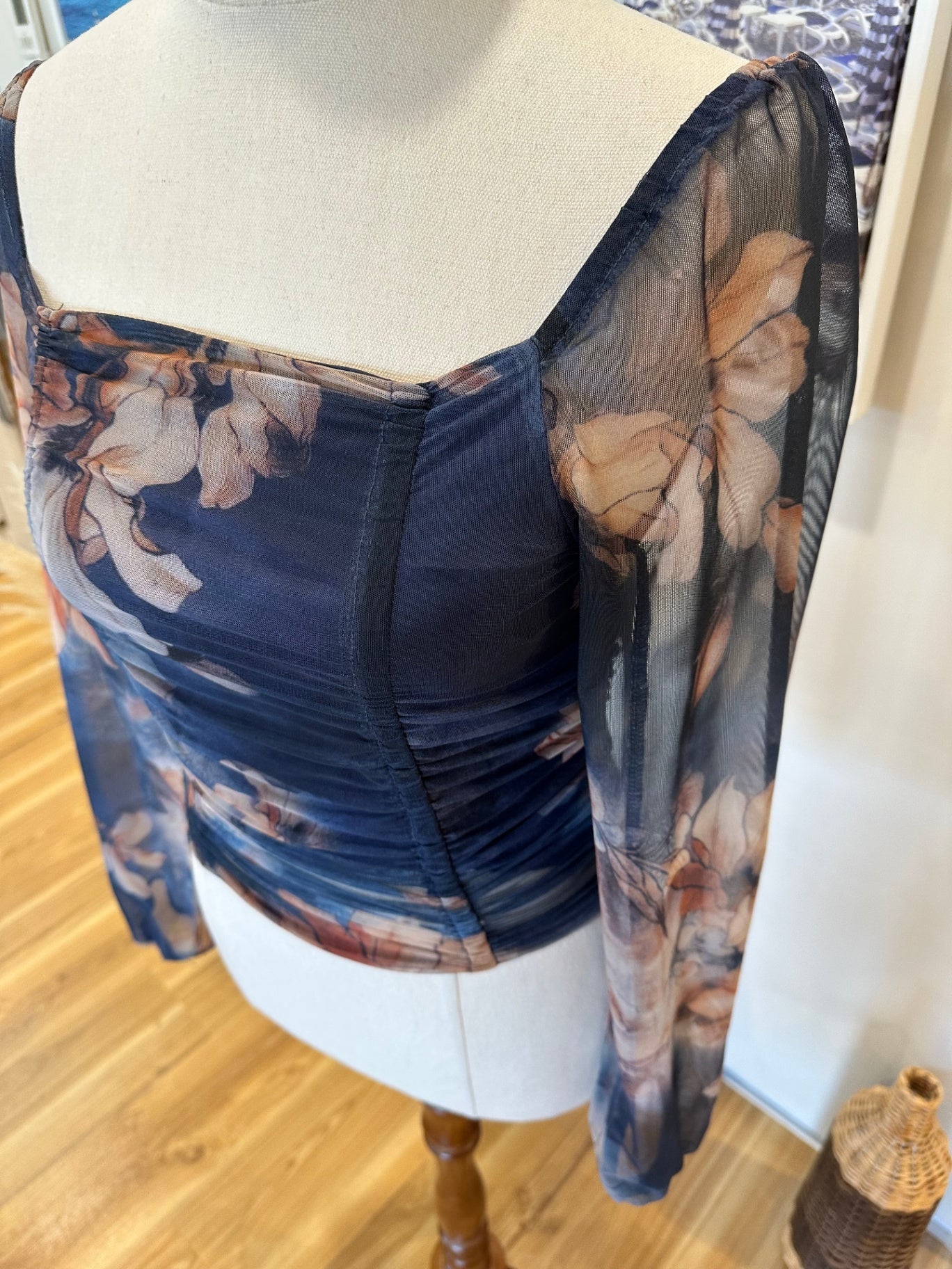 Pagani - Top - Extra Small - Navy Blue with Floral Print