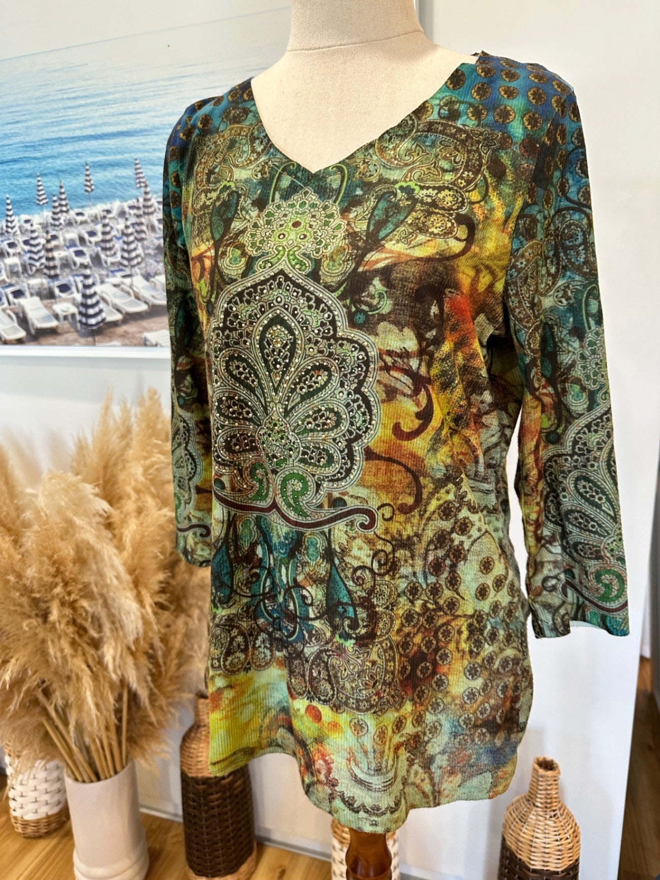 Bohemian Top - 3/4 sleeve - Small