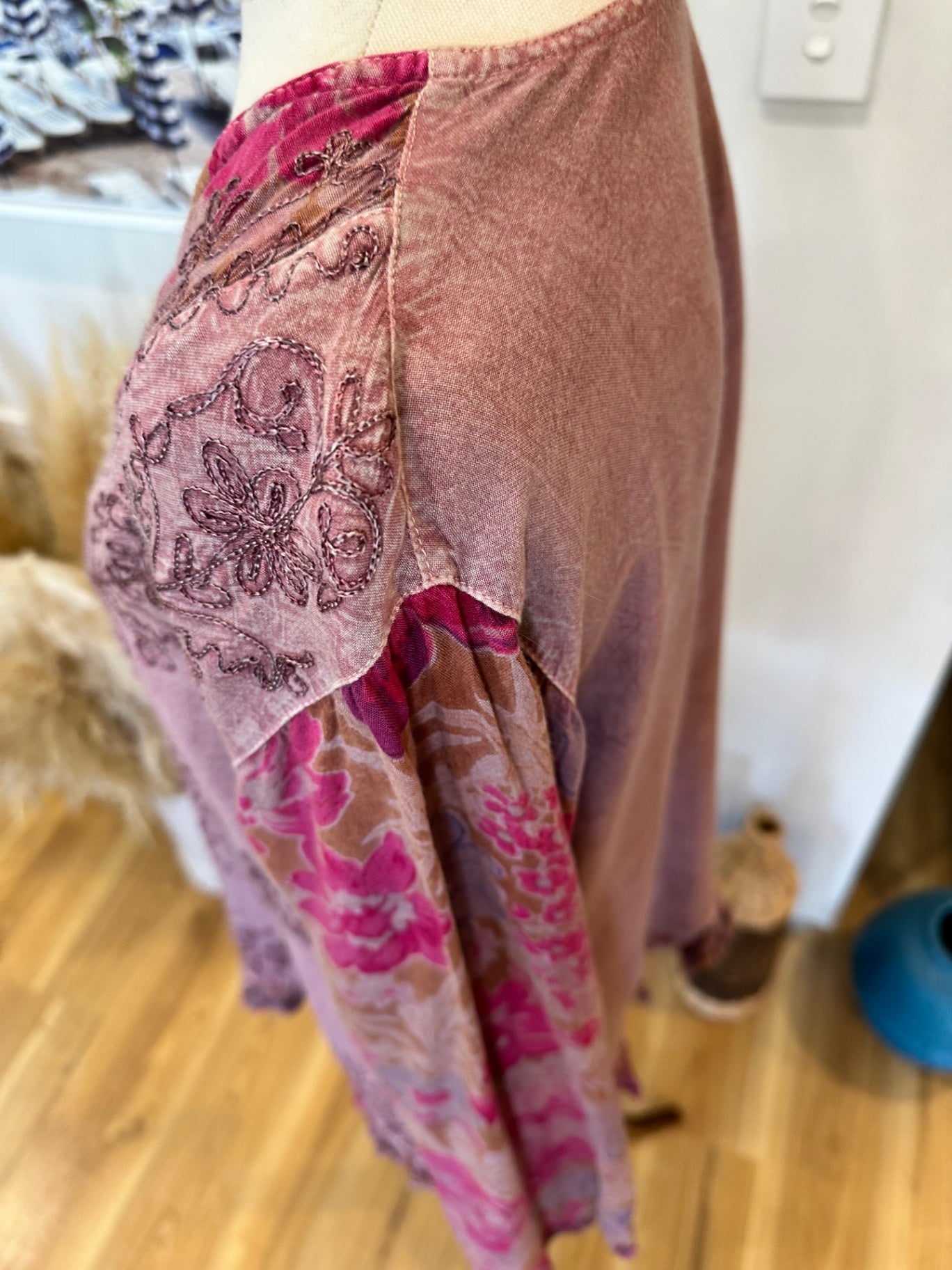 Pink Top with Embroidery and Long Sleeves - Size Small