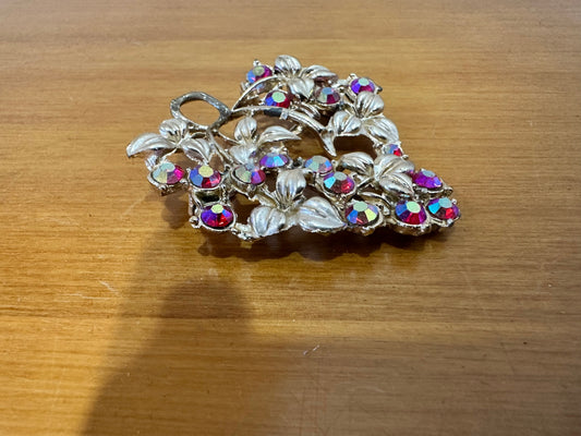 Vintage Brooch - Gold with Aurora Borealis Stones