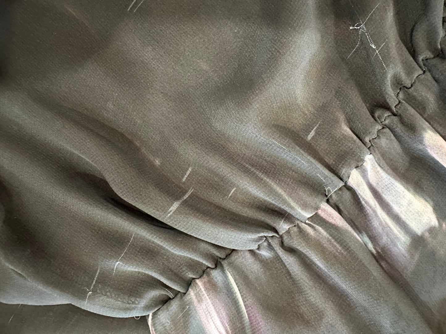 Whistle Dress - Size 10 - Black with shades of purple and pink [some pulls evident]