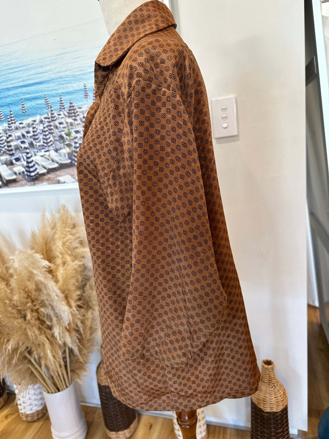 Vintage Shirt - Small - Brown with black pattern