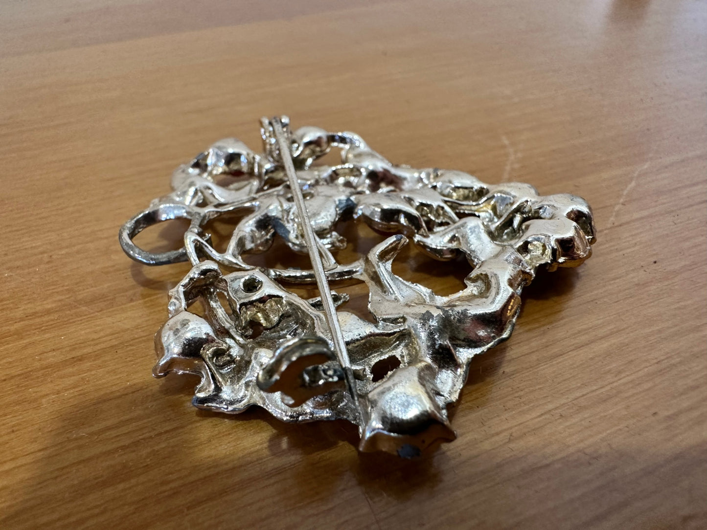 Vintage Brooch - Gold with Aurora Borealis Stones