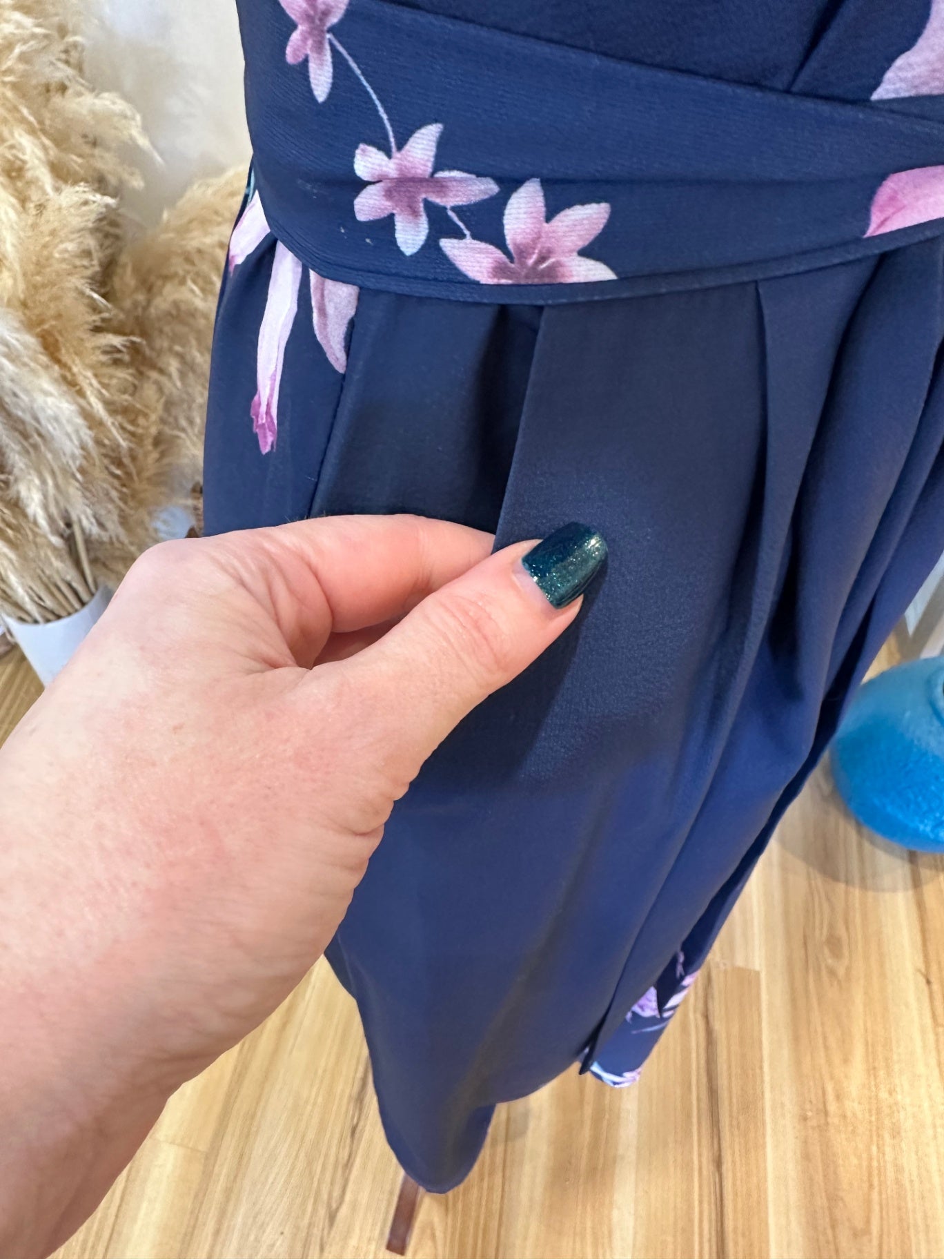 Style State - Jumpsuit - Size 8 - Navy blue with pink floral pattern