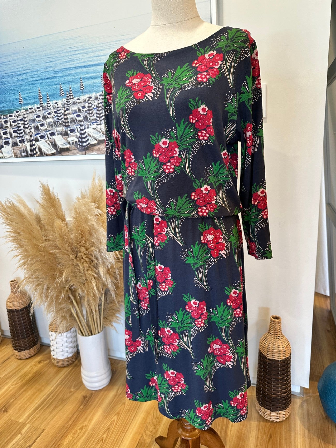 King Louie - Dress - Small - Blue with red, green, and white floral print