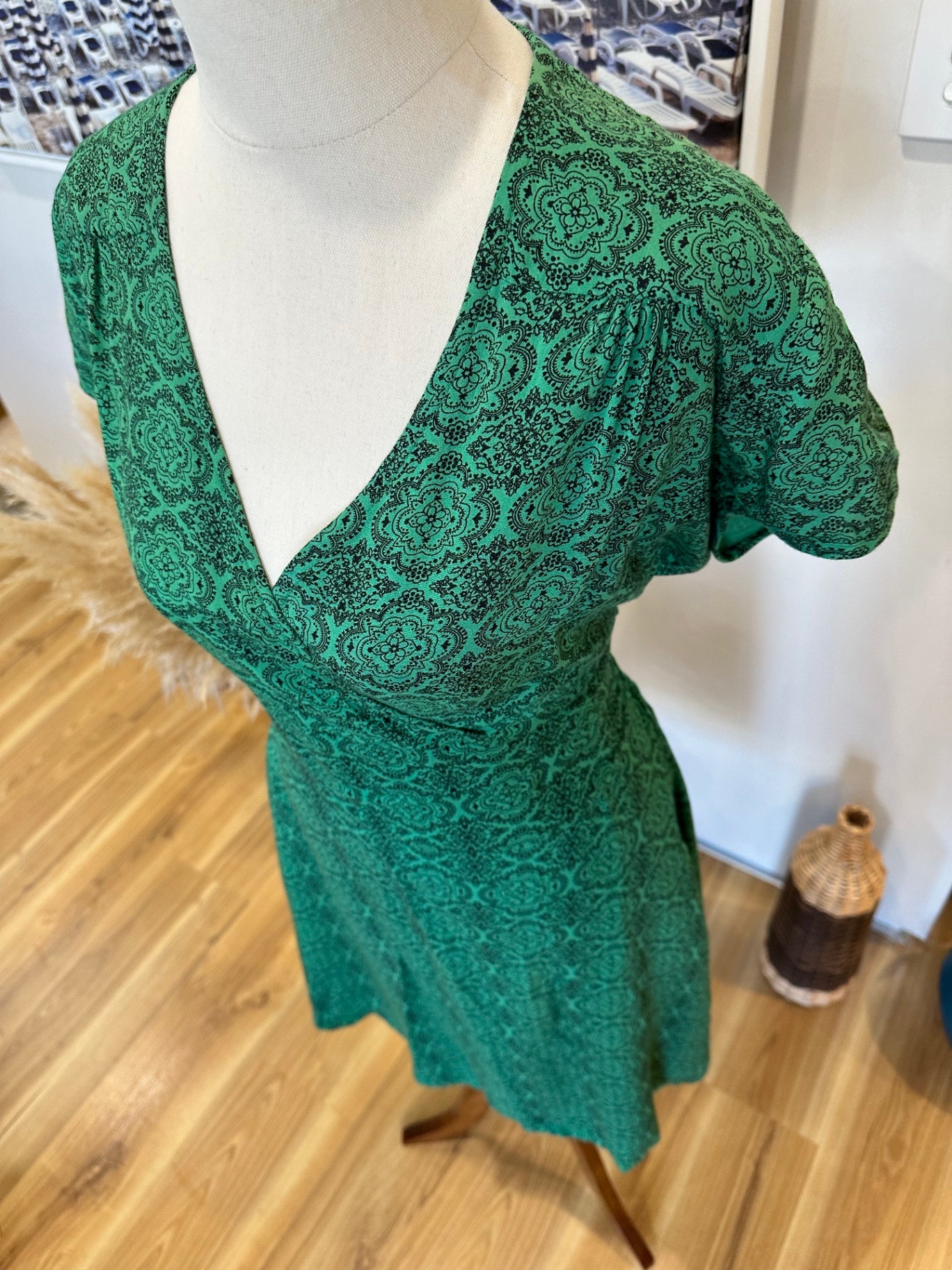 The Industree - Bohemian Dress - Small - Green