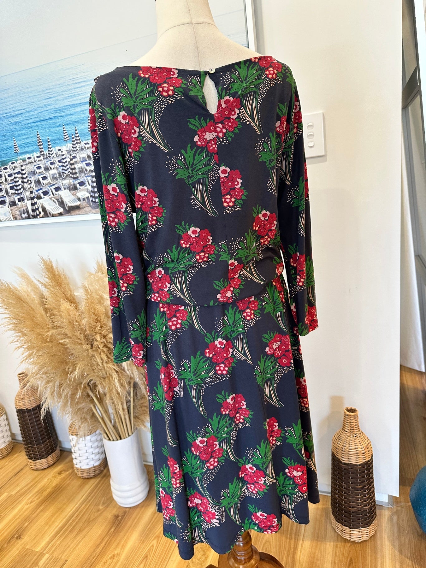 King Louie - Dress - Small - Blue with red, green, and white floral print