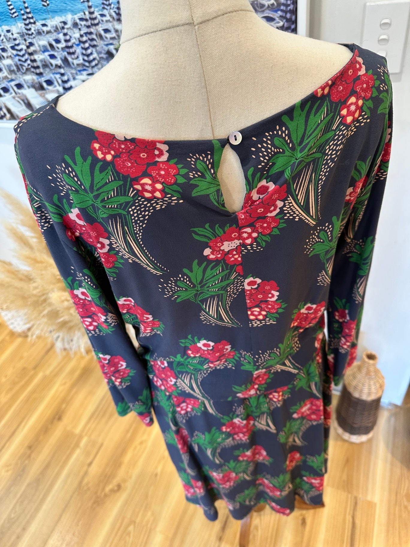 King Louie - Dress - Small - Blue with red, green, and white floral print