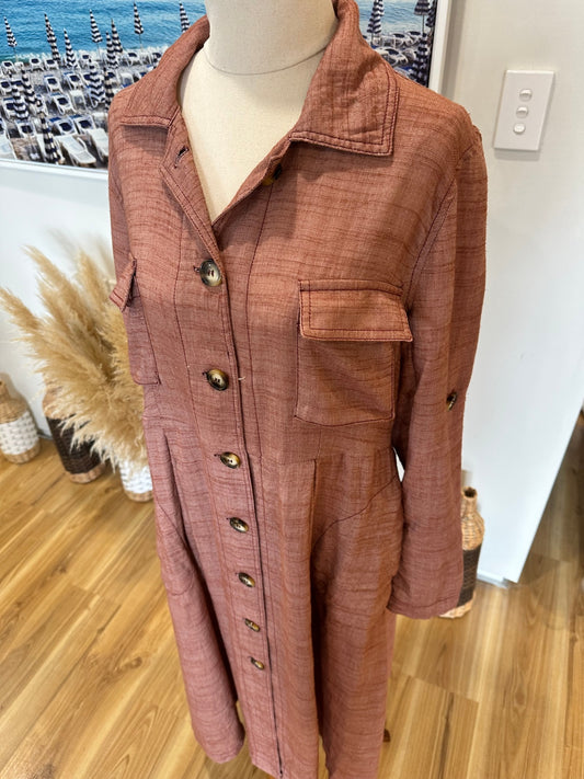 Jaase - Dress - Large - Rust Brown