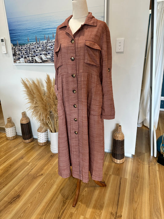 Jaase - Dress - Large - Rust Brown