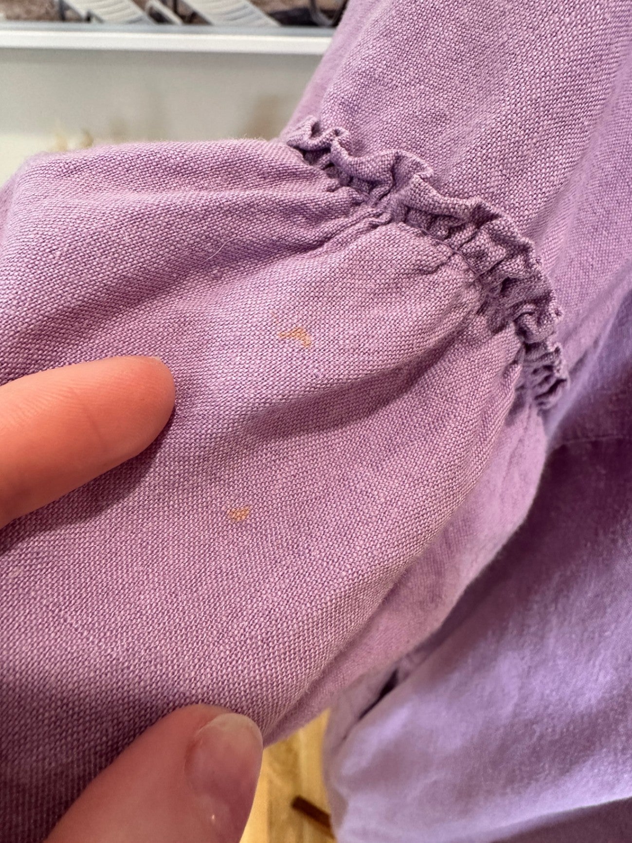 Gorman Dress - Size 12 - Lavender - 50% Cotton + 50% Linen [Some light staining]