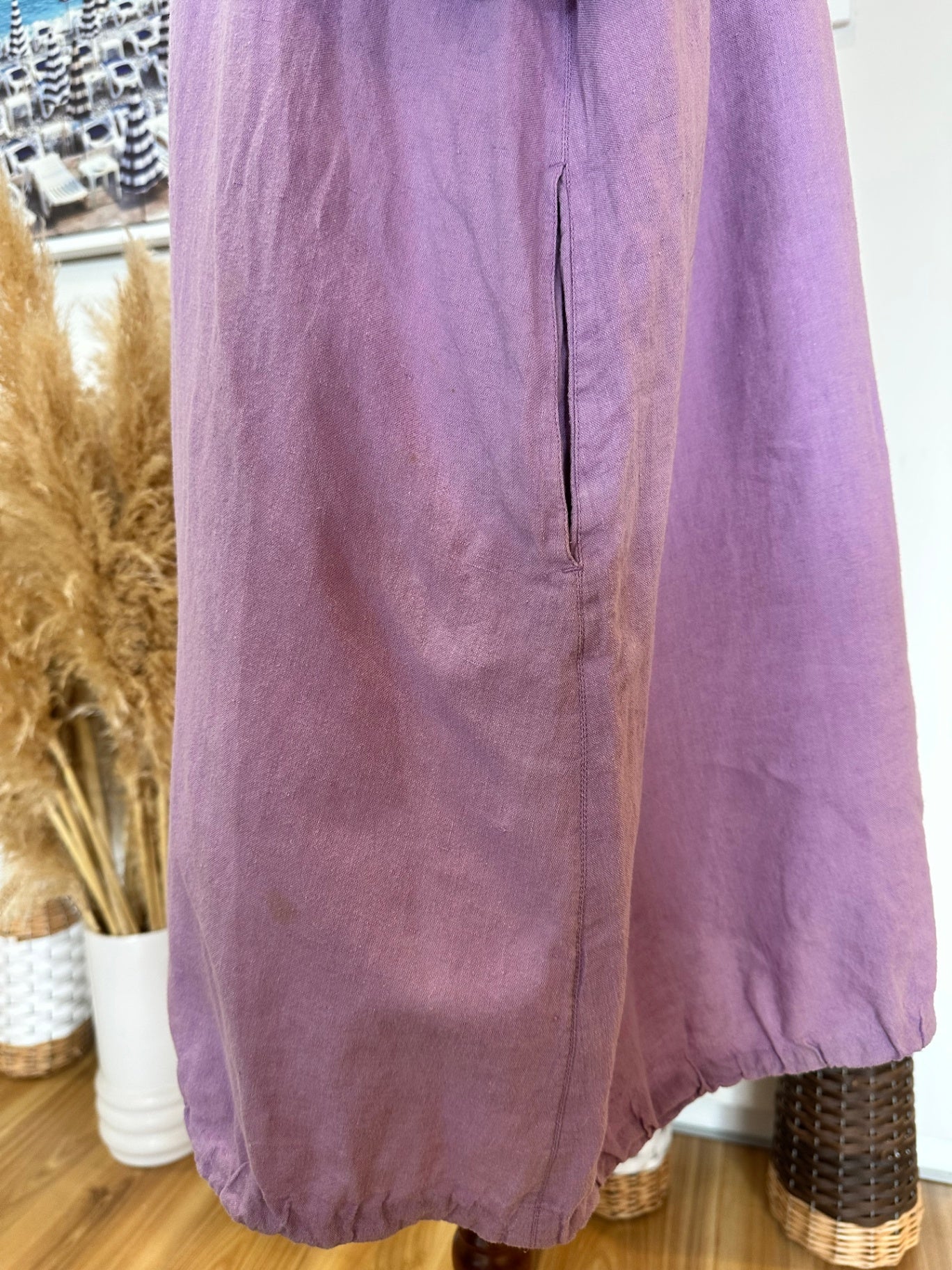 Gorman Dress - Size 12 - Lavender - 50% Cotton + 50% Linen [Some light staining]