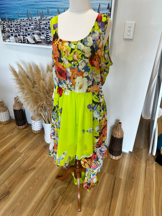 Pagani - Race Day Dress - Size 16 - Neon + Florals