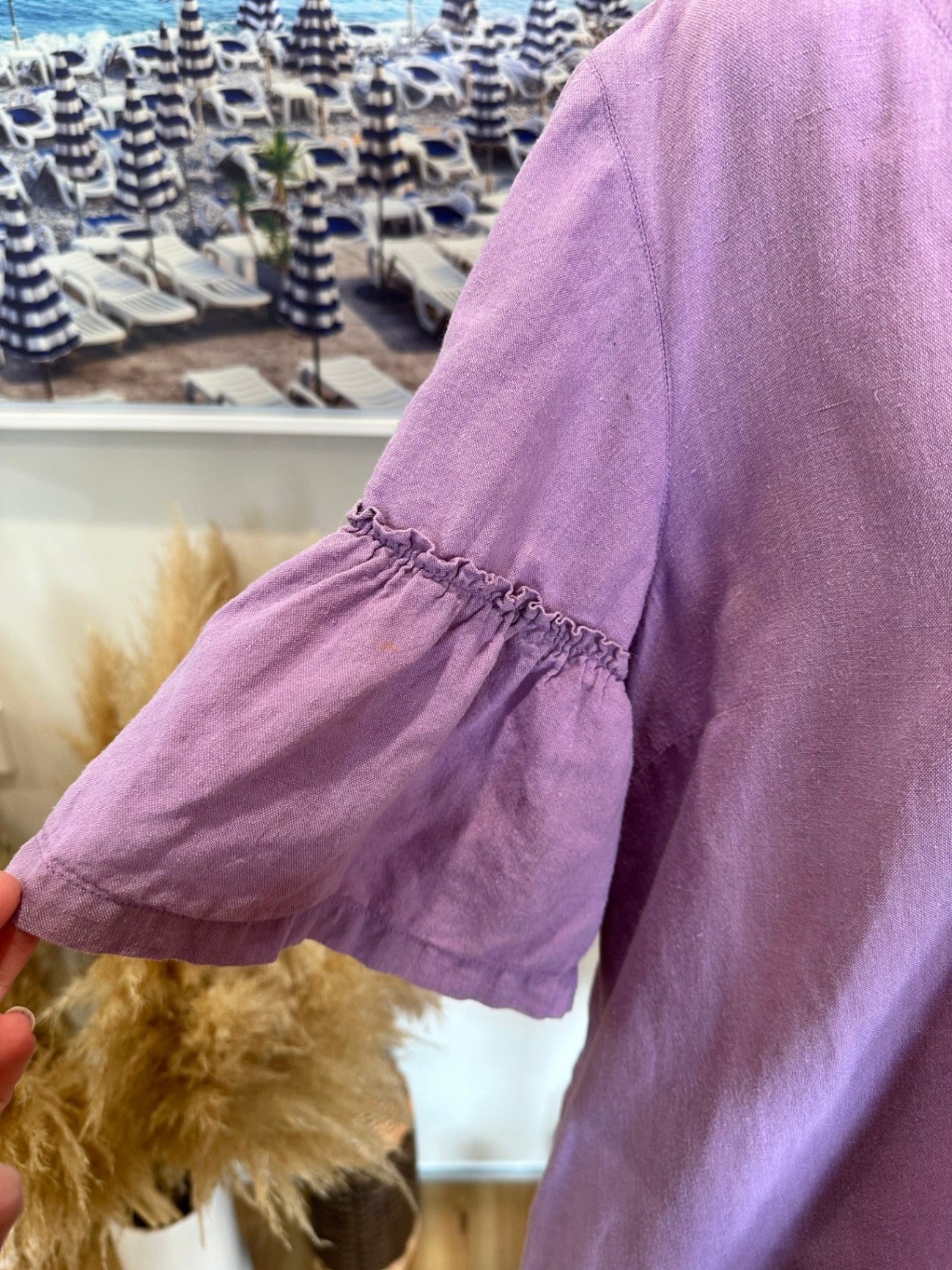 Gorman Dress - Size 12 - Lavender - 50% Cotton + 50% Linen [Some light staining]