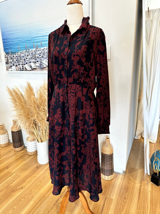 French Connection - Dress - Size 8 - Navy and Burgundy