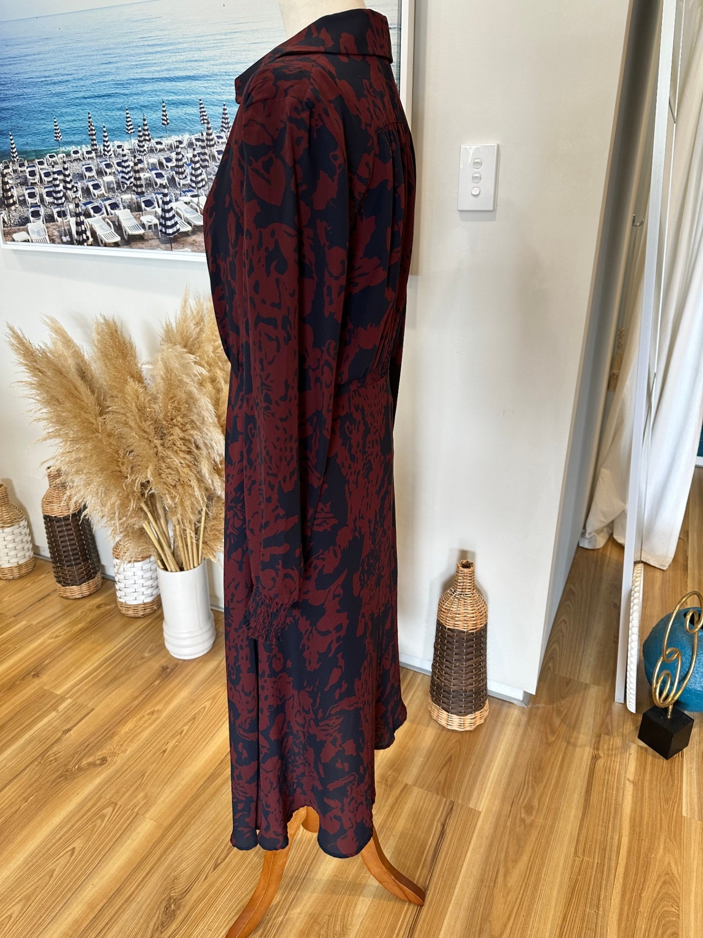 French Connection - Dress - Size 8 - Navy and Burgundy