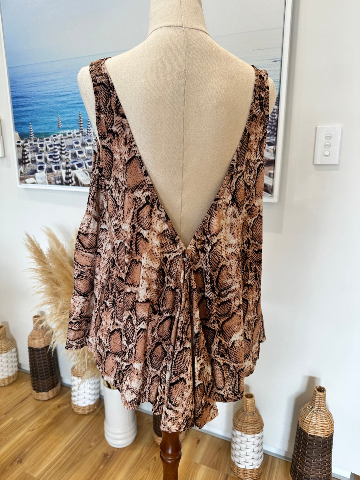 Tanah Folk - Blouse - Small / Medium - Brown, Black, Cream