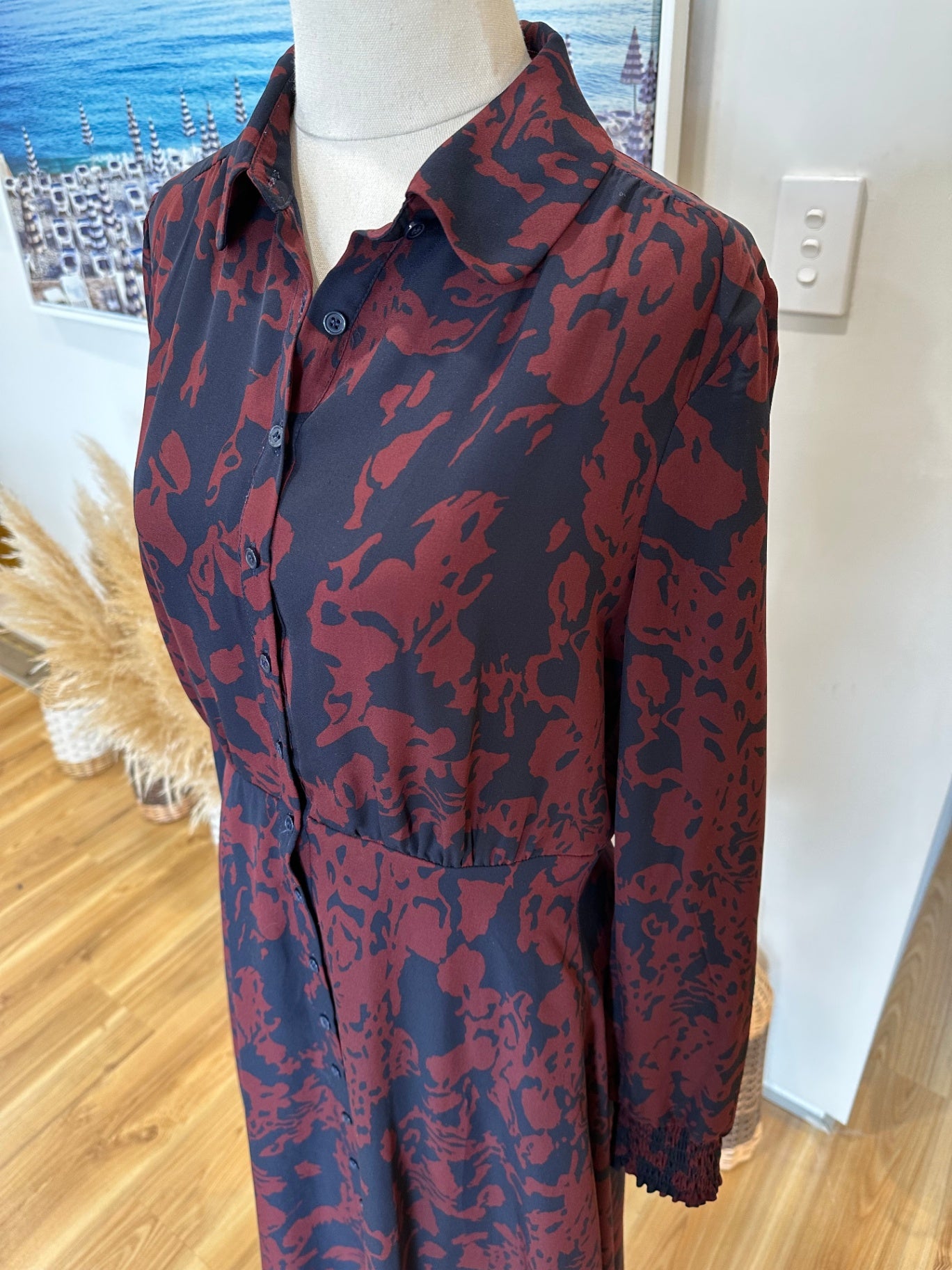 French Connection - Dress - Size 8 - Navy and Burgundy