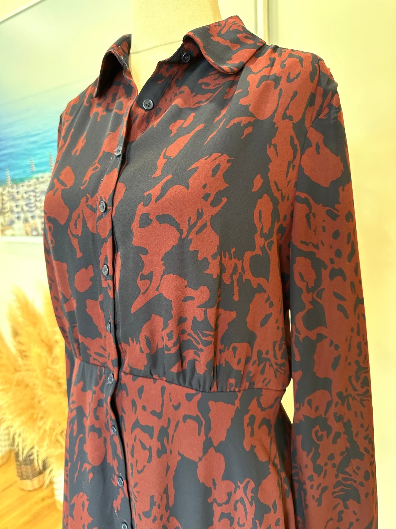 French Connection - Dress - Size 8 - Navy and Burgundy