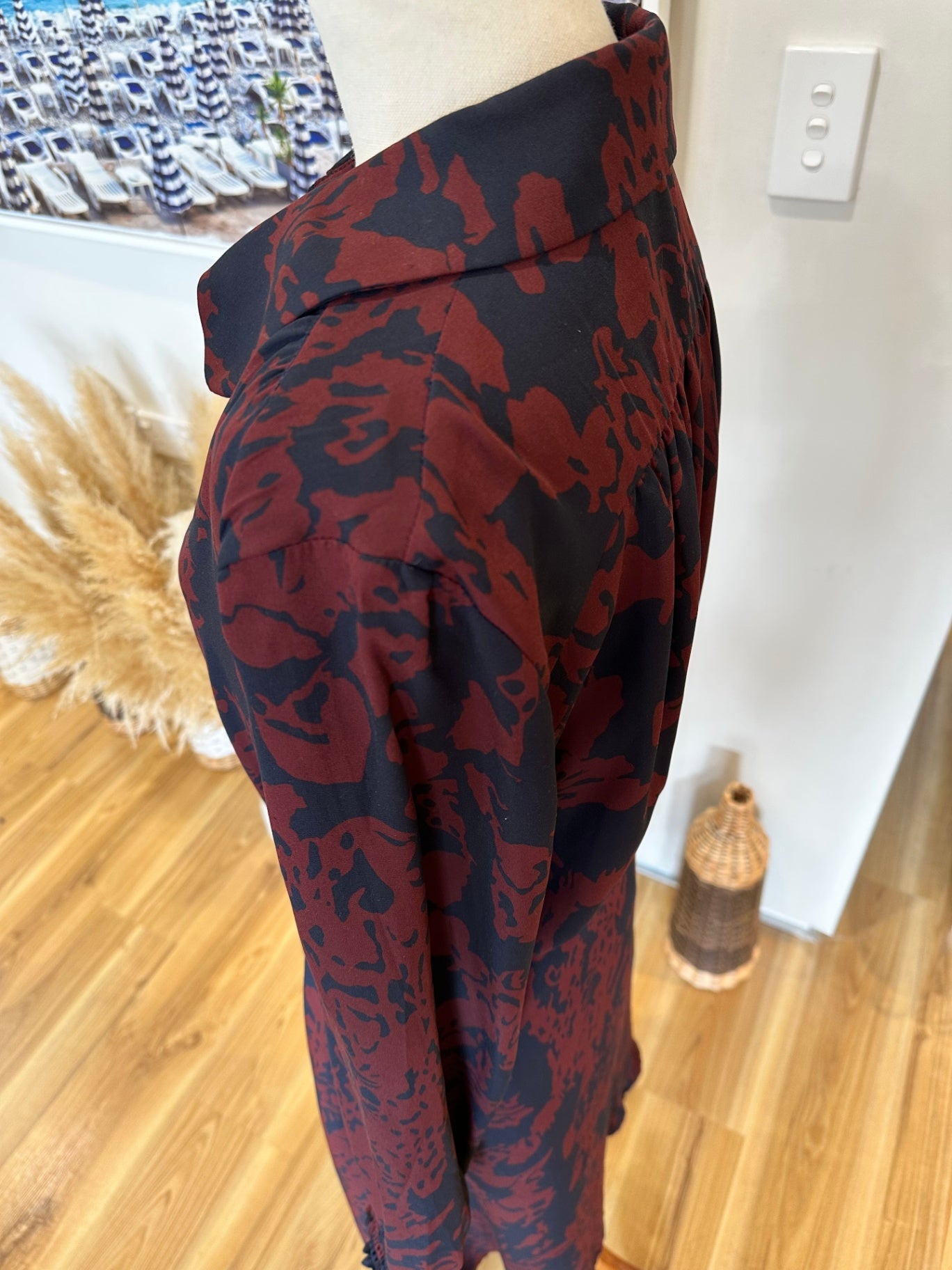 French Connection - Dress - Size 8 - Navy and Burgundy