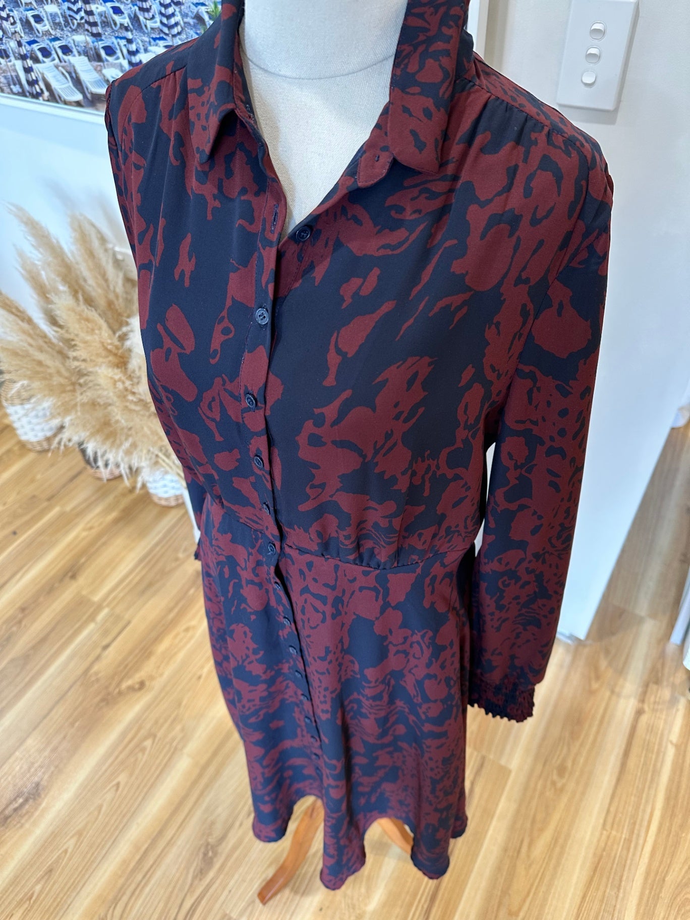 French Connection - Dress - Size 8 - Navy and Burgundy