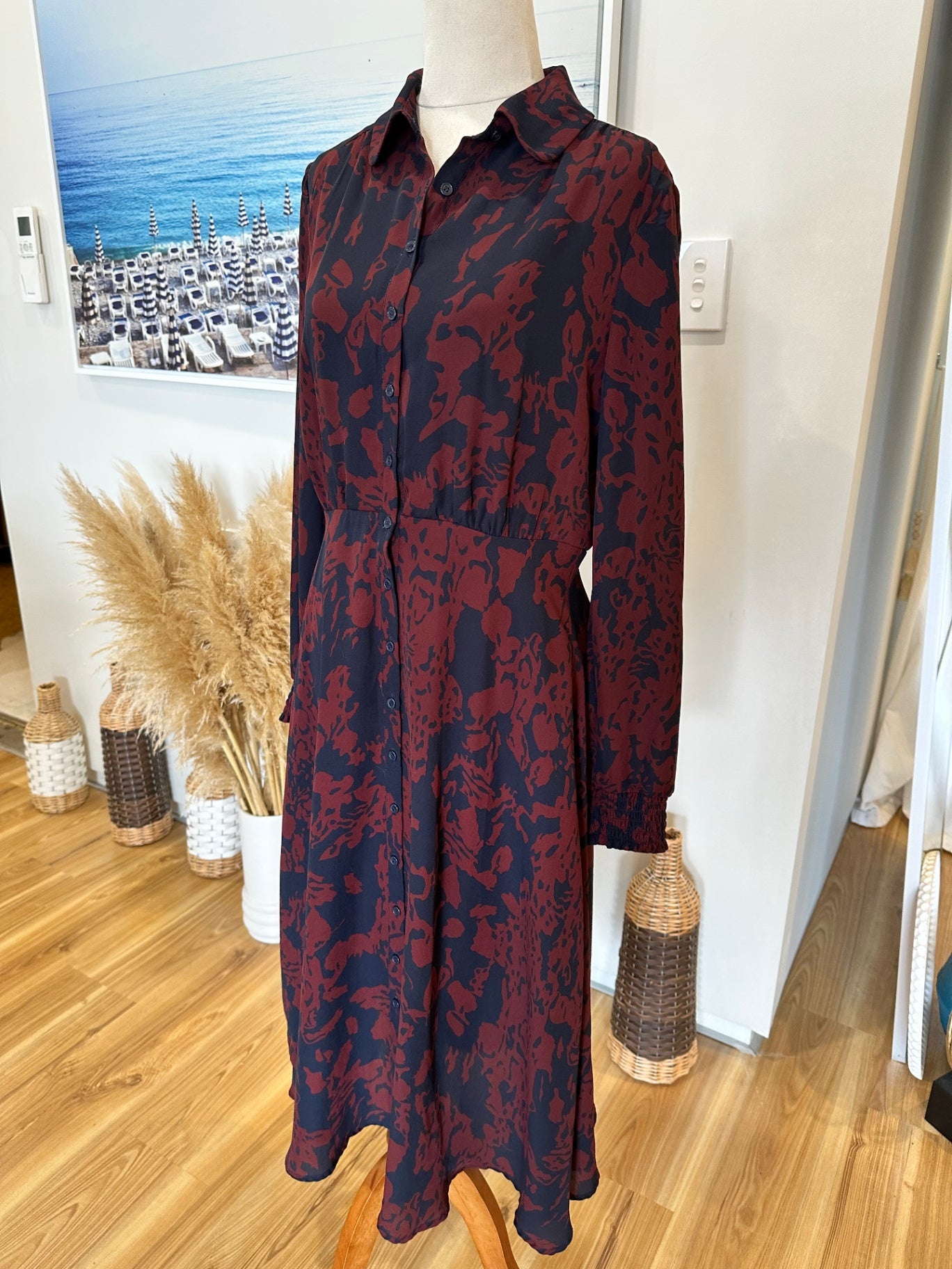 French Connection - Dress - Size 8 - Navy and Burgundy