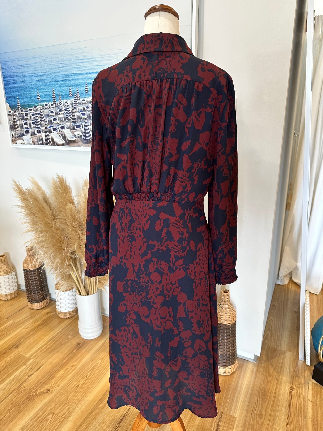 French Connection - Dress - Size 8 - Navy and Burgundy