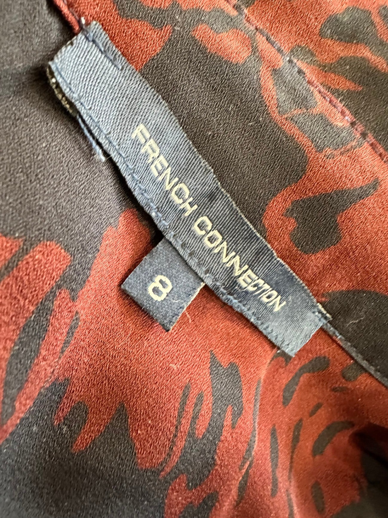 French Connection - Dress - Size 8 - Navy and Burgundy