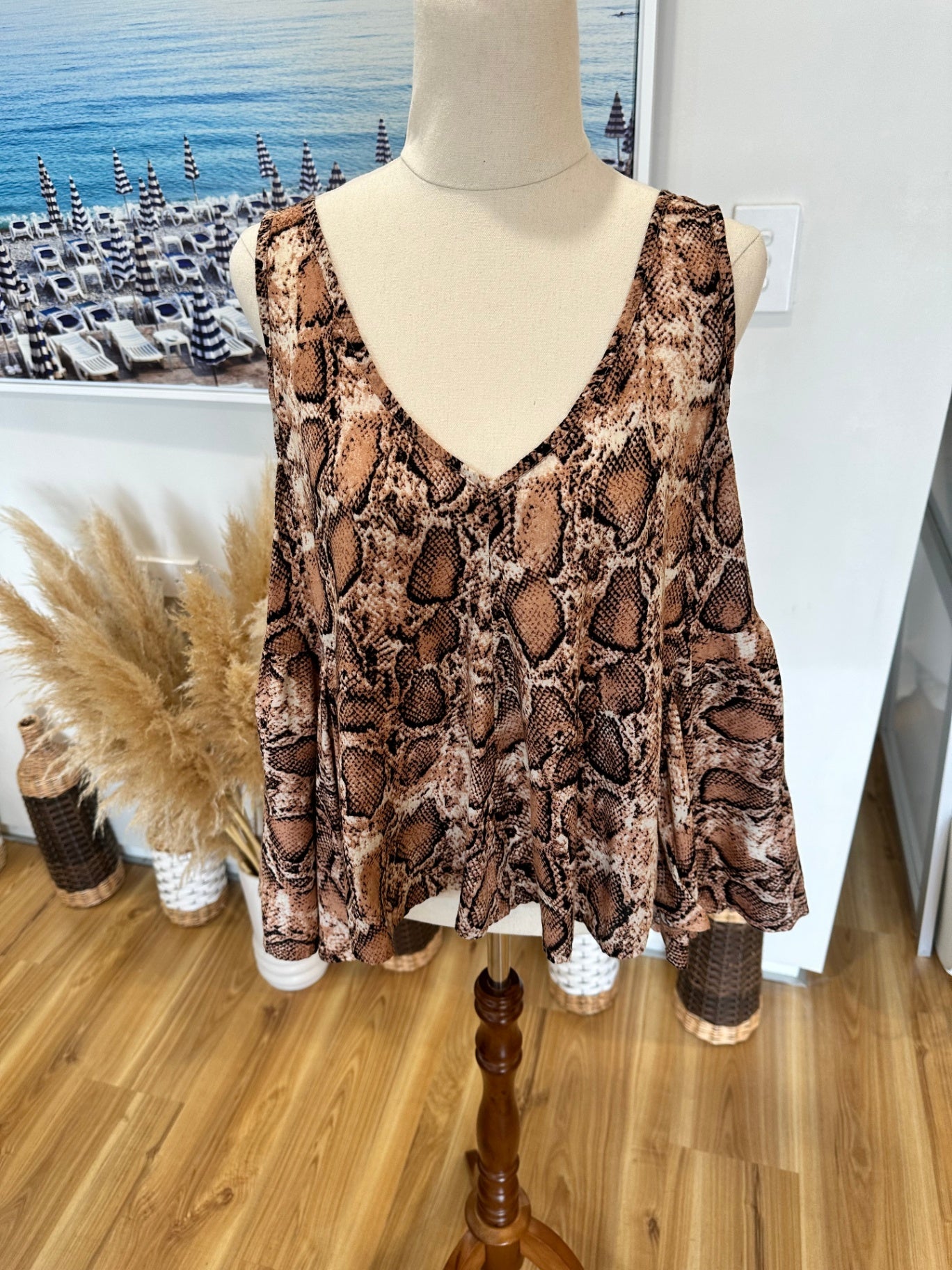 Tanah Folk - Blouse - Small / Medium - Brown, Black, Cream