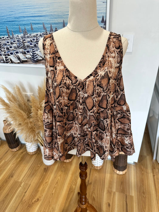 Tanah Folk - Blouse - Small / Medium - Brown, Black, Cream