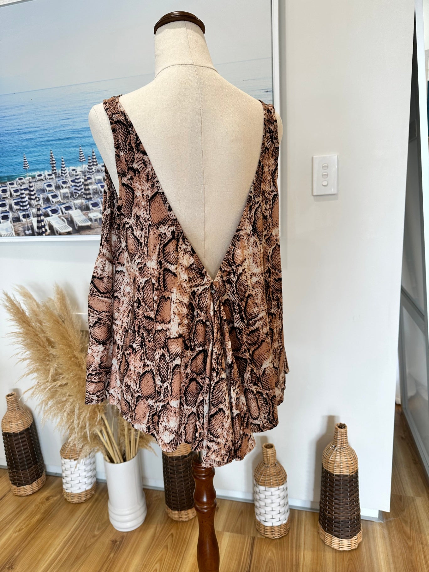 Tanah Folk - Blouse - Small / Medium - Brown, Black, Cream