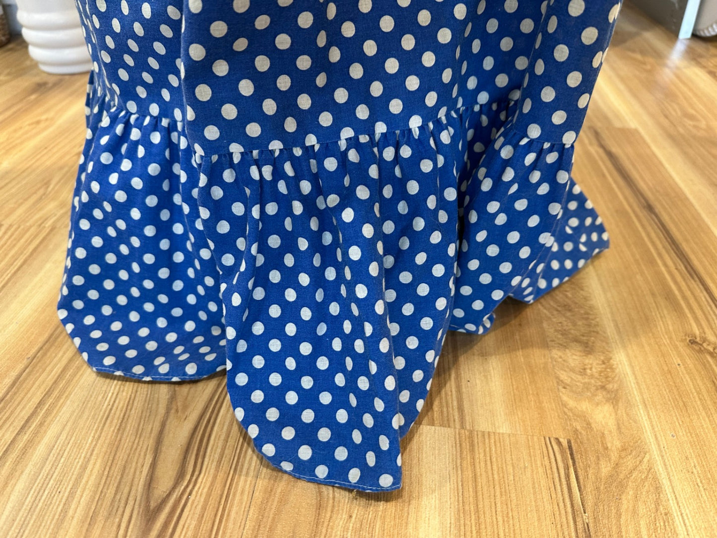 Vintage Dress - Size Medium - Blue with white polka dots - Cottagecore