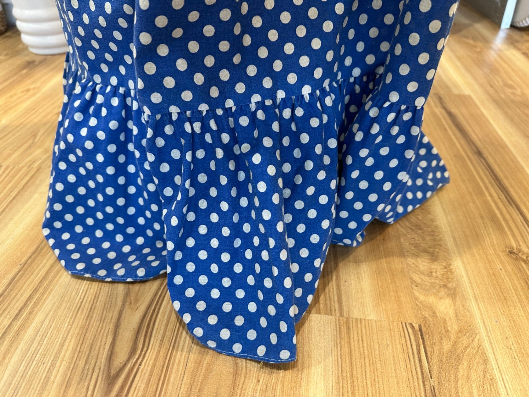 Vintage Dress - Size Medium - Blue with white polka dots - Cottagecore