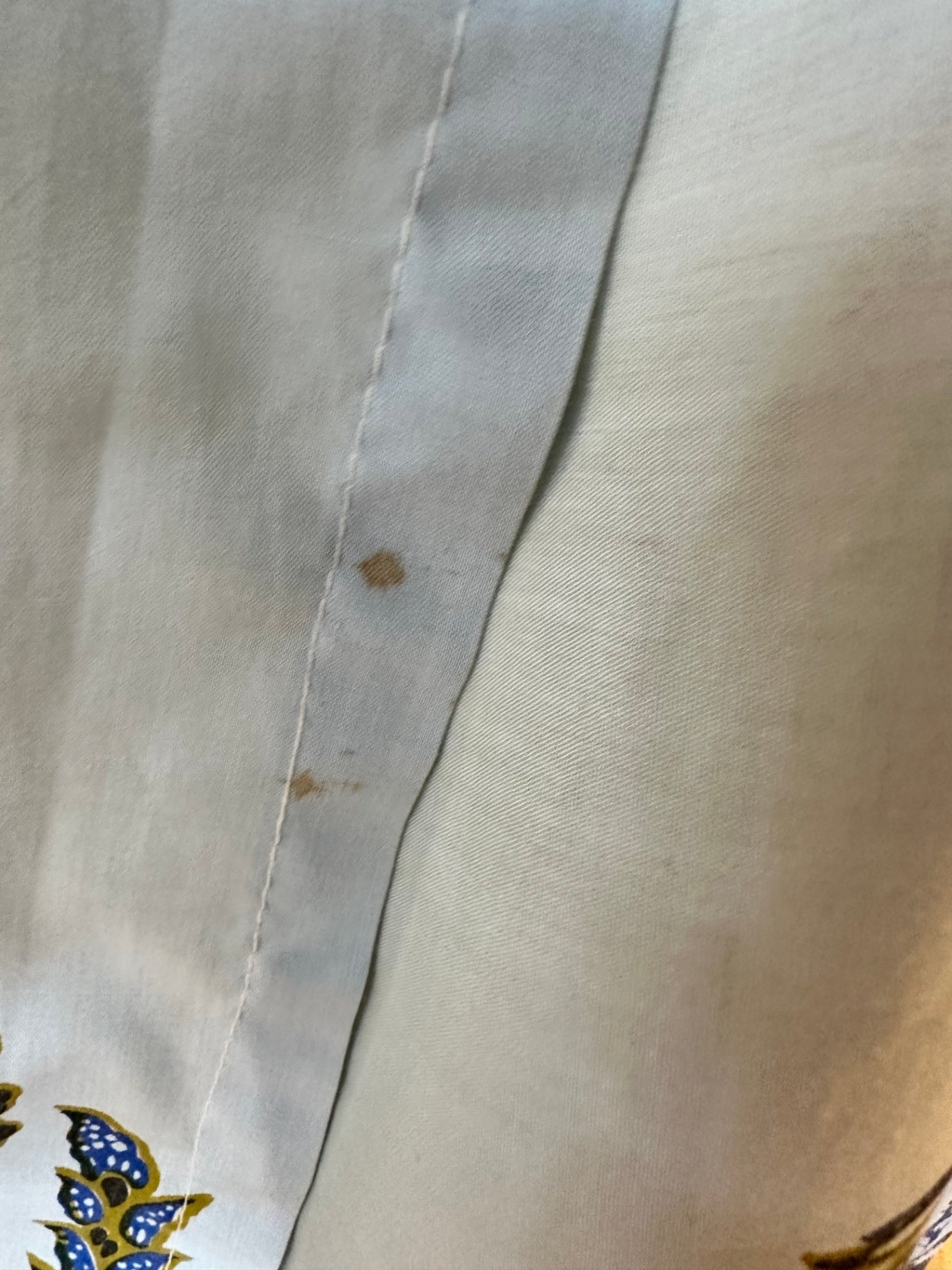 Vintage - Wrap Around Skirt - One Size - Pale Blue with Peacock Print