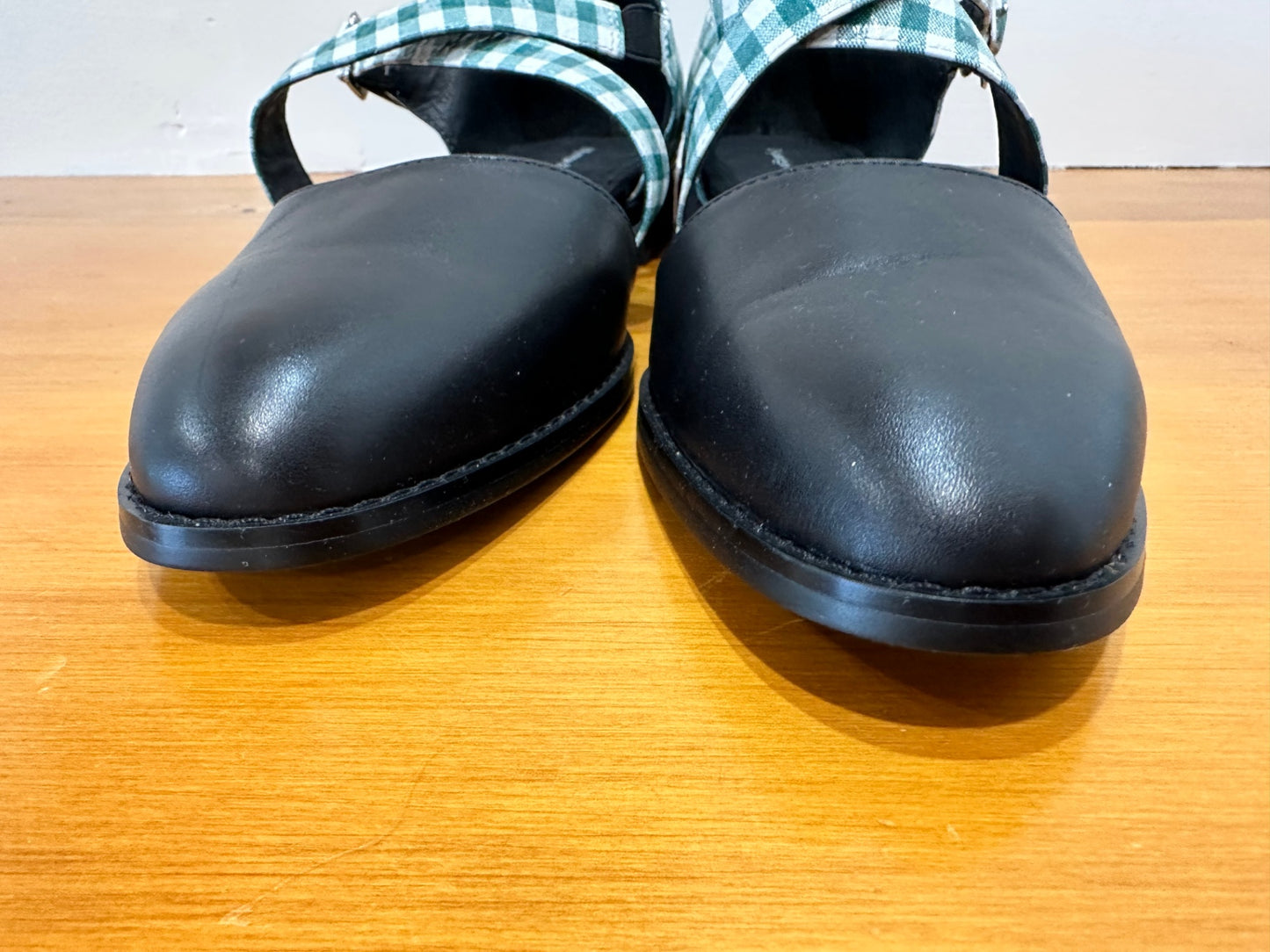 Django & Juliet - Green Gingham Summer Flats - Size EU 42