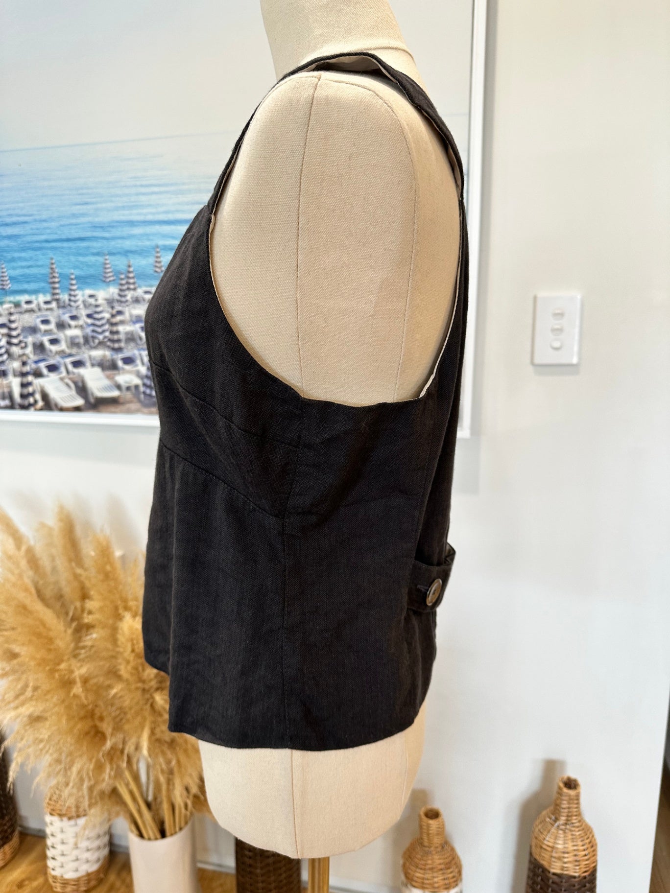 Starfish - Made in New Zealand - Waistcoat - Size 12 - Grey - 55% Linen + 45% Wool