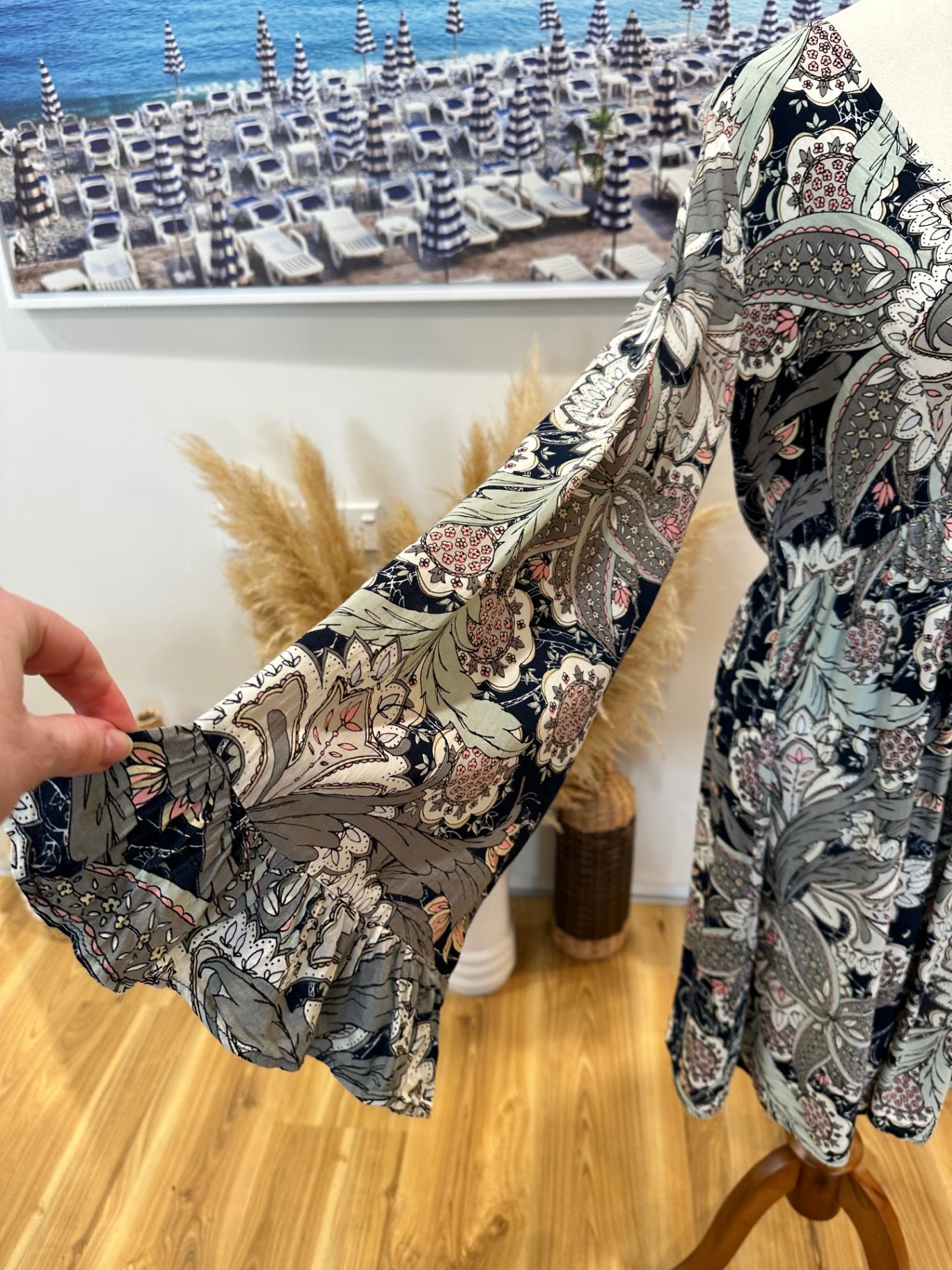 Lilya - Bohemian Dress - Small - Grey tones