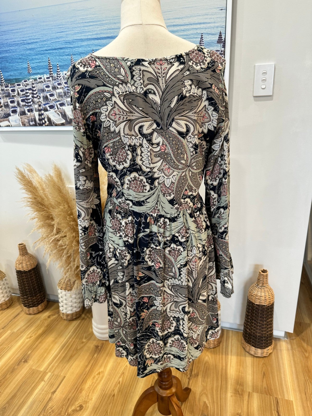 Lilya - Bohemian Dress - Small - Grey tones