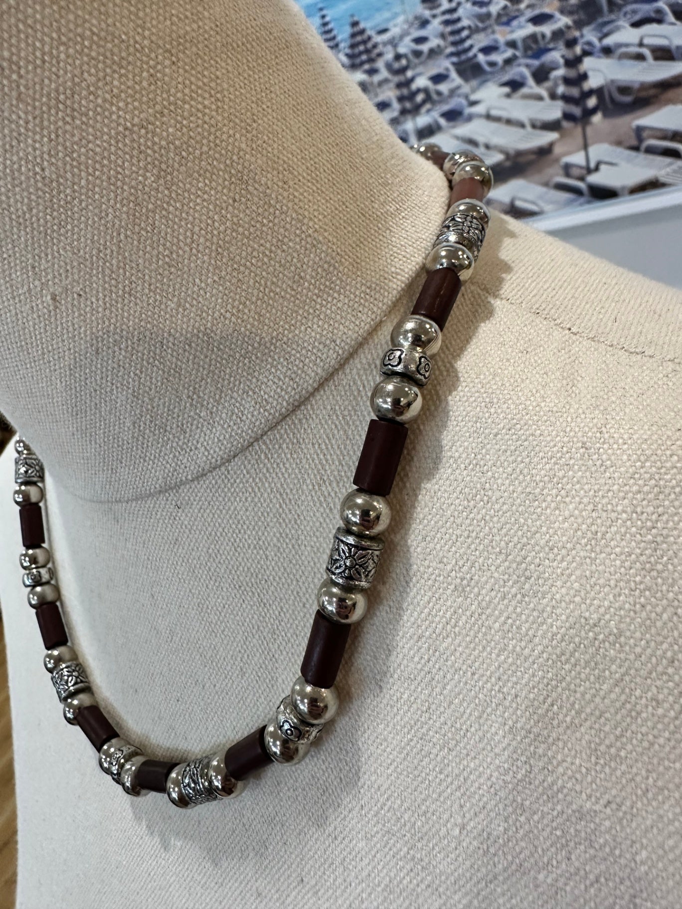 Necklace Dark Brown and Silver